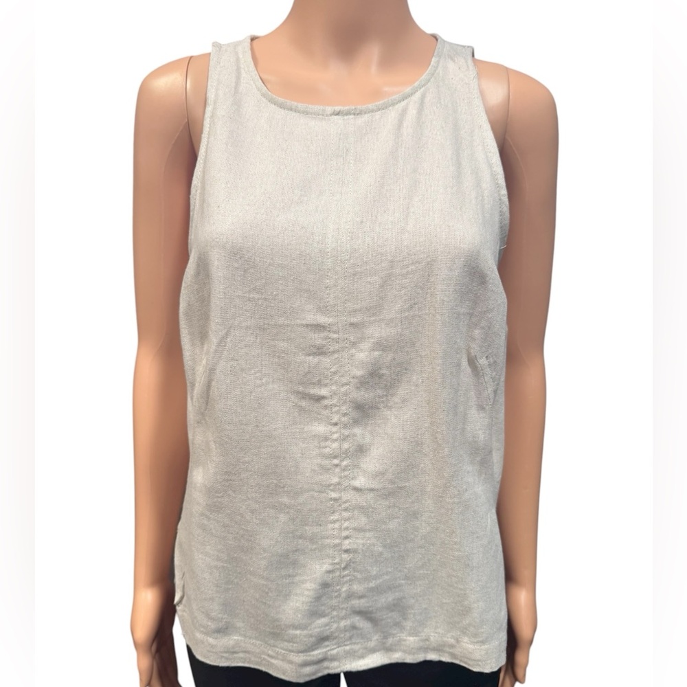MAX STUDIO LONDON Neutral Sleeveless Linen Blend Top NWT Small